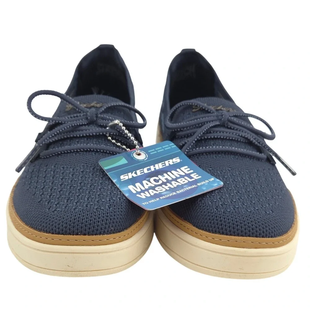 Skechers Coastal Drive Sneakers Womens 6.5 Blue Boat Shoe Knit Memory Foam NEW